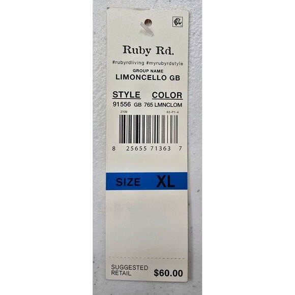 NWT Ruby Rd Blouse Top XL Yellow Black Paisley 3/4 Flutter Bell Sleeve - Picture 6 of 8